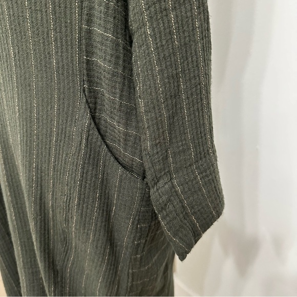 Wrap London Tunic Dress With Pockets Dark Olive Green & Light Stripes Size 4 - Picture 6 of 11